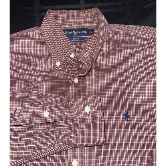 Polo by Ralph Lauren Other - Polo Ralph Lauren Blake Shirt Mens L Plaid Long Sleeve Button Down Burgundy